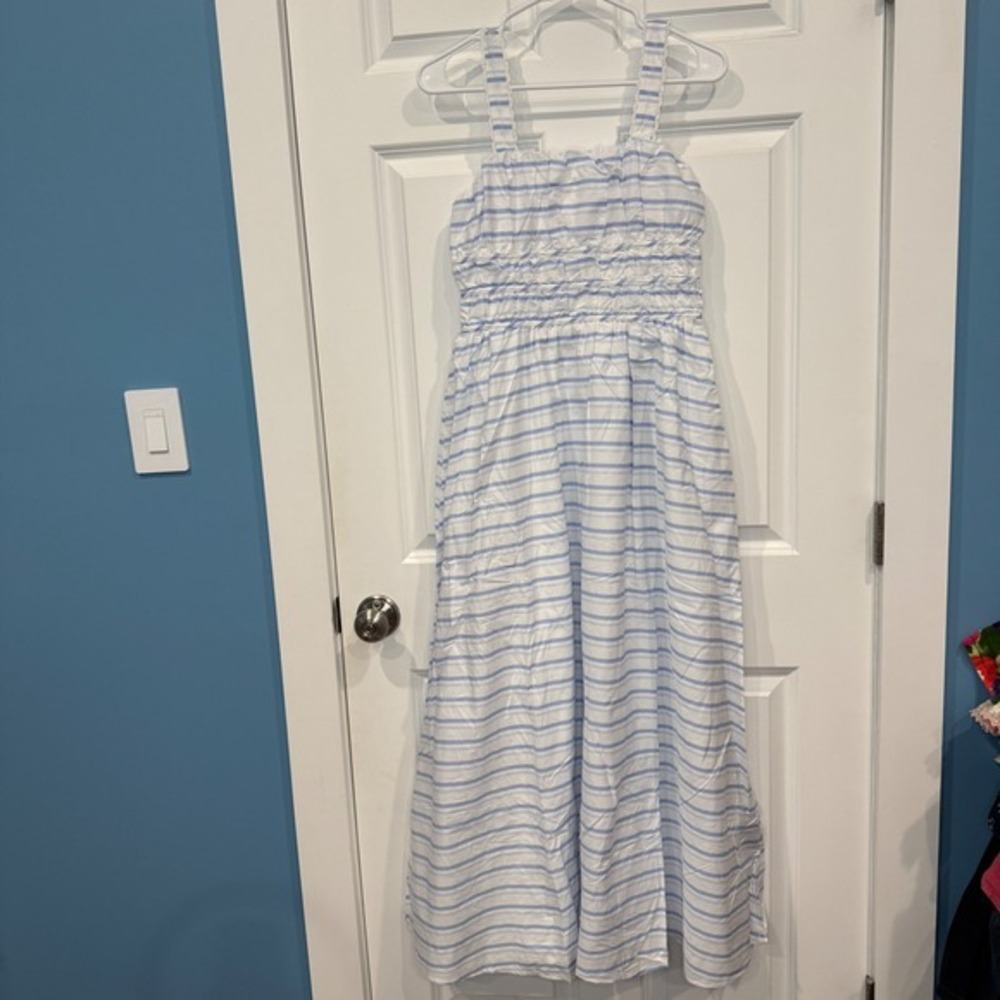 Altar'd State Blue and White Striped Smocked Maxi Dress Size Small - Picture 2 of 9